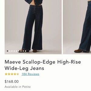 Anthropologie Maeve Indigo Scallop-Edge Wide-Leg Jeans size 25